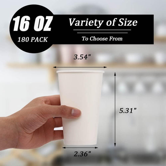 16oz Recyclable Paper Cups, White Hot Coffee Cups, Thickened