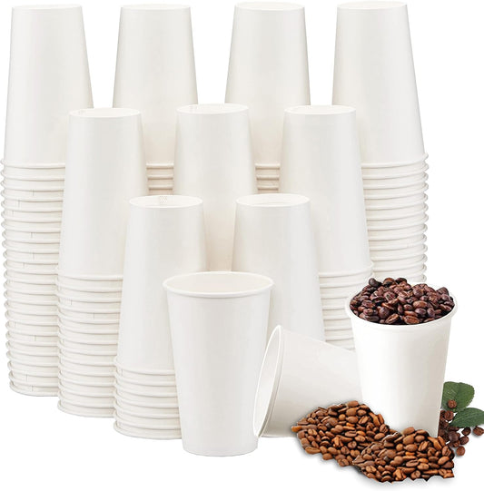 16oz Recyclable Paper Cups, White Hot Coffee Cups, Thickened