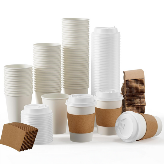 12 oz Paper Coffee Cups with Lids and Sleeves