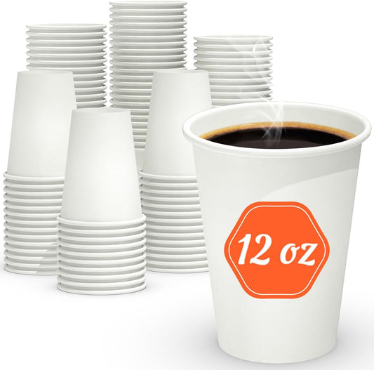 12oz Recyclable Paper Cups, White Hot Coffee Cups, 12 oz Paper Coffee Cups, Thickened