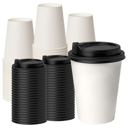 8oz Recyclable Coffee Cups with Lids 30 Pack,  [Customizable Logo/Picture/Text]