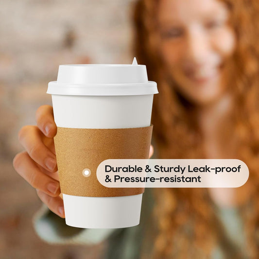 12 oz Paper Coffee Cups with Lids and Sleeves