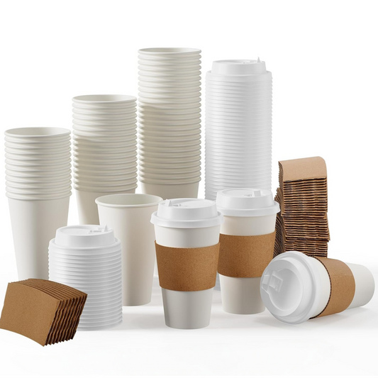 16 oz Paper Coffee Cups with Lids and Sleeves
